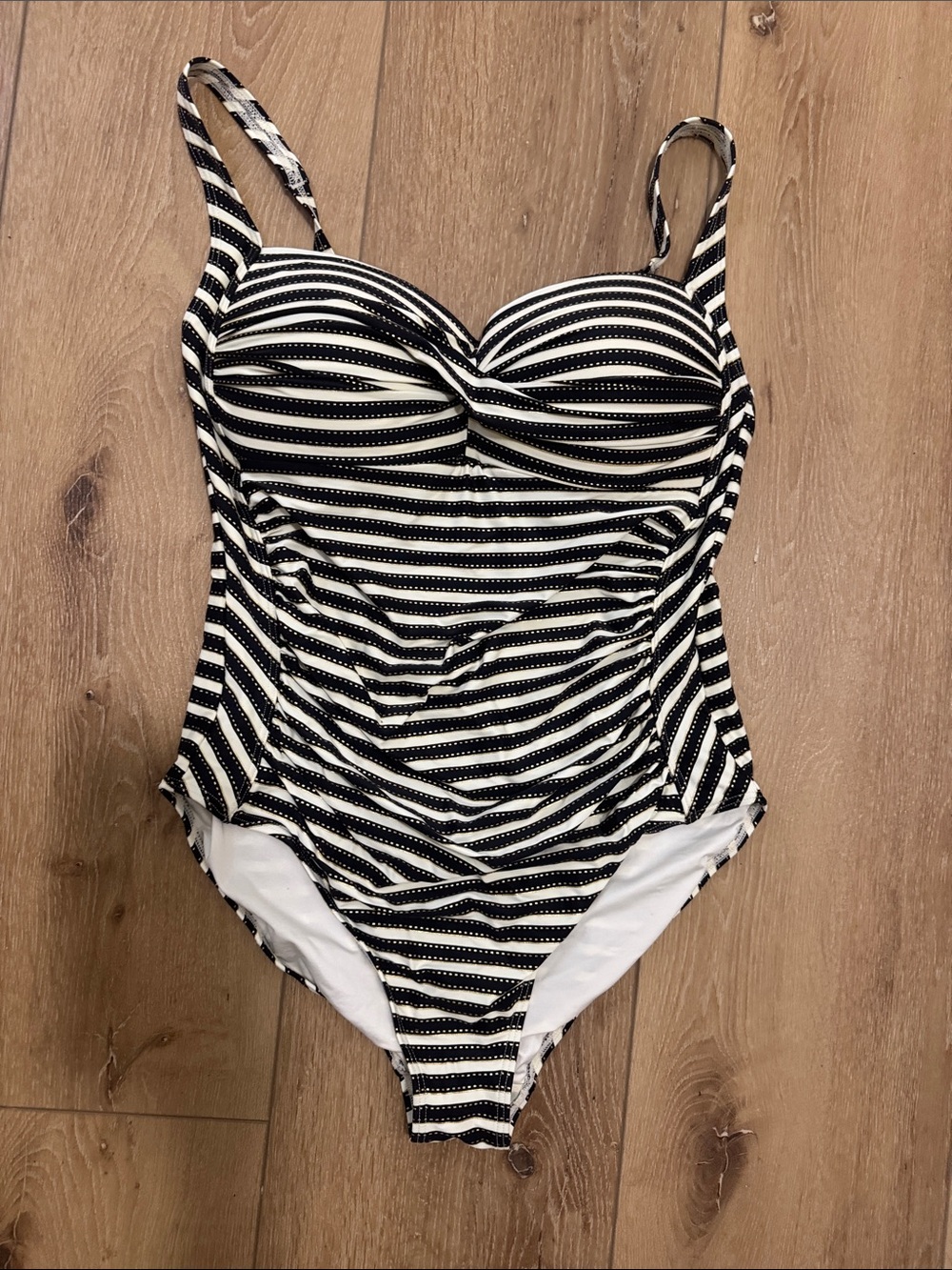 Women's Black & White Stripe One-Piece Swimsuit